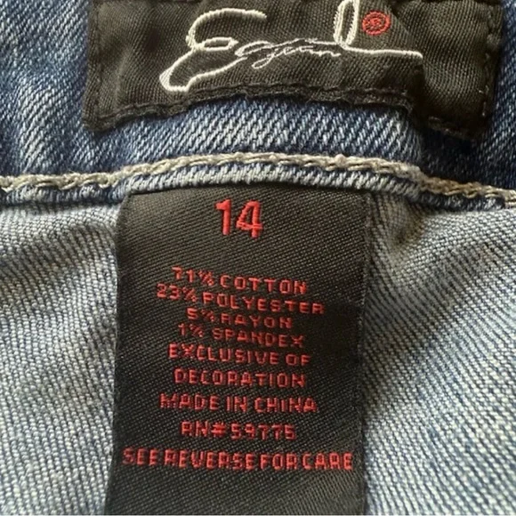 โจ EARL JEAN Rhinestone Fleur-de-Lis Slim Boot Jeans โ Womenโs 14 โจ - Picture 6 of 14